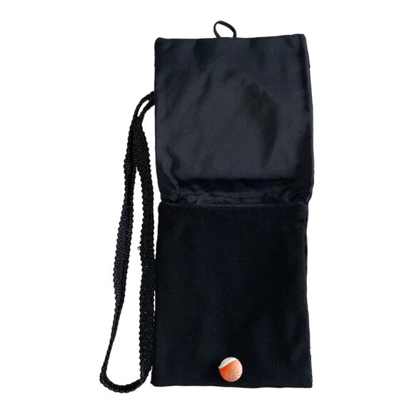 Handcrafted Quilted Crossbody Bag With Floral Appliqué Design & Button Closure - Picture 4 of 7